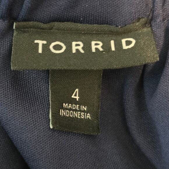 Torrid Navy Blue Summer Ruffle Pull Waist Side Slit Maxi Women's Dress 4 - 4X - Picture 4 of 6